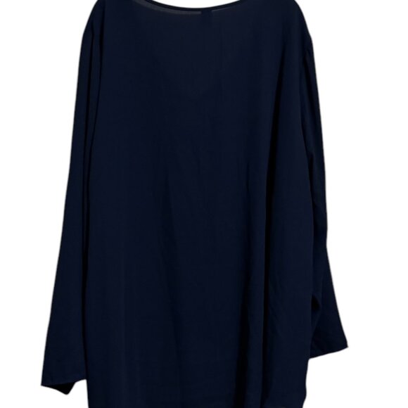 ❤️EMERY ROSE NAVY V-NECK BLOUSE PLUS SIZE: 3X - Picture 2 of 7